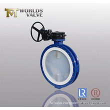 PFA Coated Double Flanged Butterfly Valve